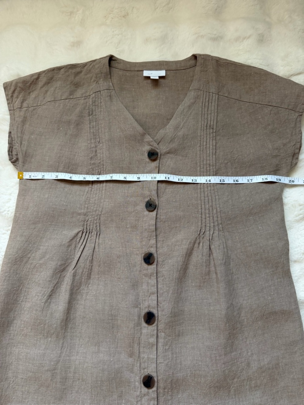 J. Jill Button Down Mini Linen Dress in Beige Neutral Tone / Boho Minimalist-XS - Picture 15 of 15
